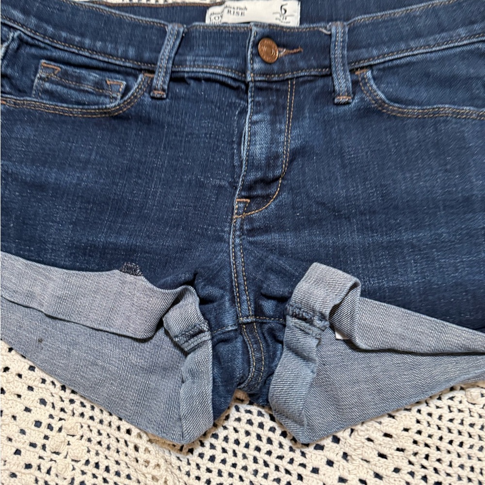 Abercrombie & Fitch Dark Blue Low Rise Denim Shorts - Picture 2 of 5